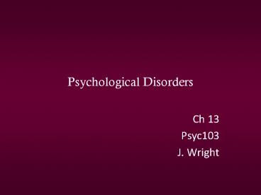 Psychological Disorders