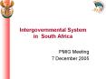 Intergovernmental System      in South Africa PowerPoint PPT Presentation