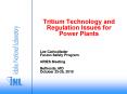 Tritium Technology and Regulation Issues for Power Plants PowerPoint PPT Presentation