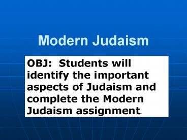 Modern Judaism