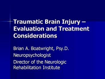 Traumatic Brain Injury 