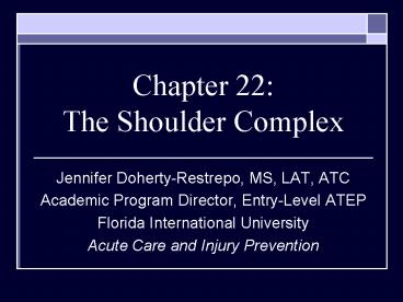 Chapter 22: The Shoulder Complex