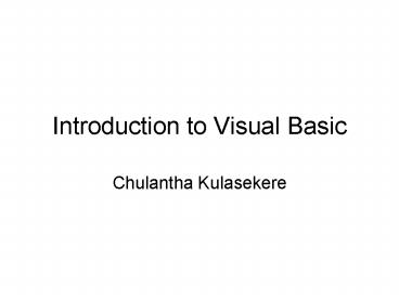 PPT – Introduction to Visual Basic PowerPoint presentation | free to ...
