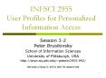 INFSCI 2955 User Profiles for Personalized Information Access PowerPoint PPT Presentation