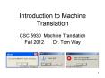 Introduction to Machine Translation PowerPoint PPT Presentation