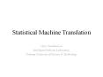 Statistical Machine Translation PowerPoint PPT Presentation