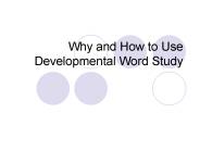 Why and How to Use Developmental Word Study
