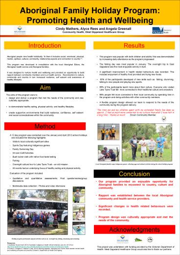 Aboriginal Family Holiday Program: Promoting Health and Wellbeing