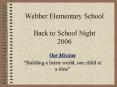 Webber Elementary School  Back to School Night 2006 PowerPoint PPT Presentation