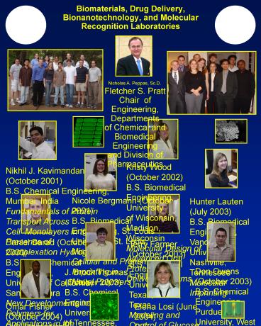 Biomaterials, Drug Delivery, Bionanotechnology, and Molecular Recognition Laboratories