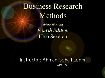 Business Research Methods Adopted From Fourth Edition Uma Sekaran