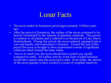 Lunar Facts