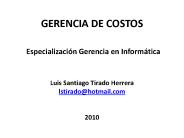 GERENCIA DE COSTOS  Especializaci