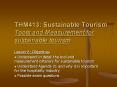 THM413: Sustainable Tourism Tools and Measurement for sustainable tourism PowerPoint PPT Presentation