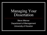 Managing Your Dissertation