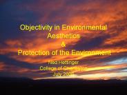 Objectivity in Environmental Aesthetics
