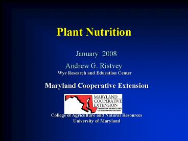 Plant Nutrition