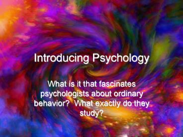 Introducing Psychology