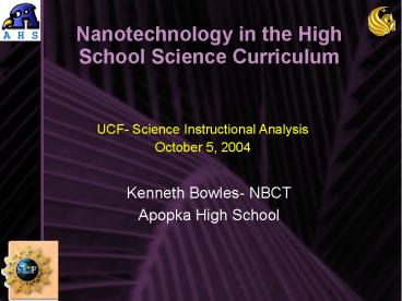 Nanotechnology in the High School Science Curriculum