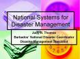 National Systems for Disaster Management PowerPoint PPT Presentation