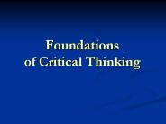 Foundations of Critical Thinking
