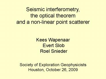Seismic interferometry,