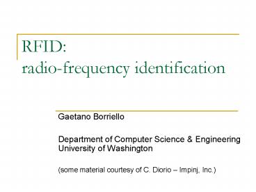 PPT – RFID: radio-frequency identification PowerPoint presentation ...