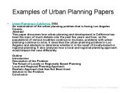 Examples of Urban Planning Papers