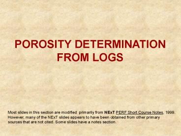 POROSITY DETERMINATION