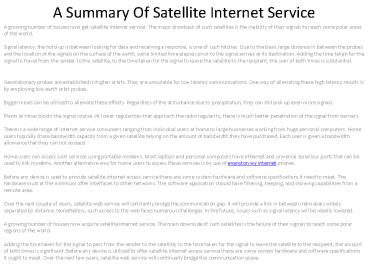 A Summary Of Satellite Internet Service