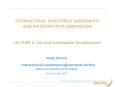 INTERNATIONAL INVESTMENT AGREEMENTS AND INVESTOR-STATE ARBITRATION  LECTURE 3. IIAs and Sustainable Development PowerPoint PPT Presentation