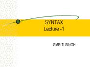 SYNTAX Lecture -1