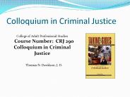 Colloquium in Criminal Justice