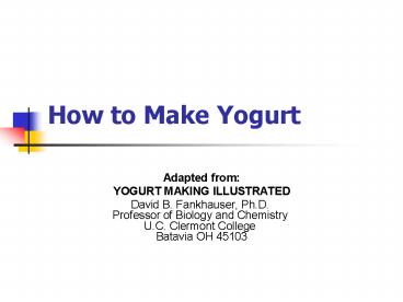 How to Make Yogurt