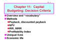 Chapter 11: Capital Budgeting: Decision Criteria PowerPoint PPT Presentation