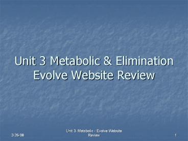 Unit 3 Metabolic
