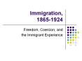 Immigration, 1865-1924 PowerPoint PPT Presentation