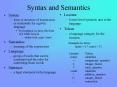 Syntax and Semantics PowerPoint PPT Presentation