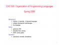 CSC 533: Organization of Programming Languages Spring 2008 PowerPoint PPT Presentation