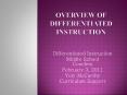Overview of Differentiated Instruction PowerPoint PPT Presentation