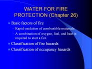 WATER FOR FIRE PROTECTION (Chapter 26)