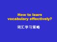 How to learn vocabulary effectively? PowerPoint PPT Presentation