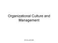 Organizational Culture and Management PowerPoint PPT Presentation