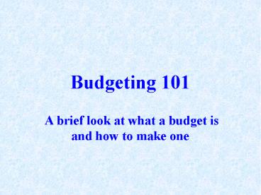 Budgeting 101