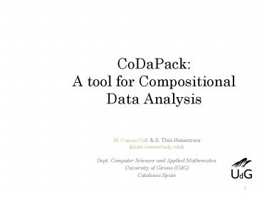 CoDaPack: A tool for Compositional Data Analysis