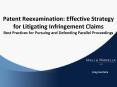 Patent Reexamination: Effective Strategy for Litigating Infringement Claims Best Practices for Pursuing and Defending Parallel Proceedings