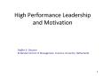 High Performance Leadership and Motivation PowerPoint PPT Presentation