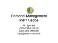 Personal Management Merit Badge PowerPoint PPT Presentation