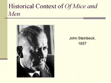 Historical Context of Of Mice and Men
