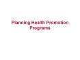 Planning Health Promotion Programs PowerPoint PPT Presentation